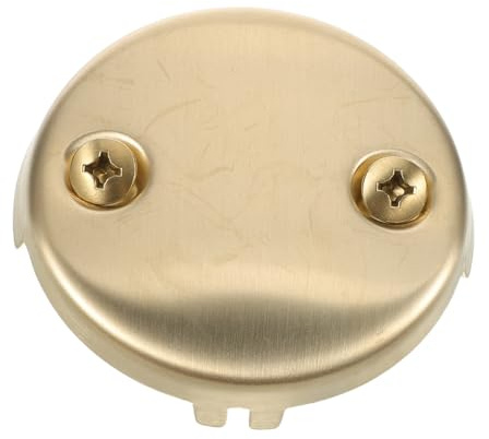 LABRIMP Stainless Steel Bathtub Overflow Drain Cover with Two Hole Faceplate and Mounting Screws Tub Overflow Stopper for Bathroom Accessories Golden Finish Compatible with Multiple
