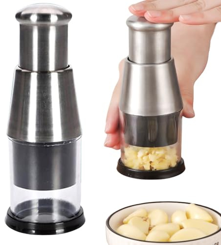 Knoblauchschneider, Zwiebelhacker, Gepresstes Knoblauchhacker, 16 * 5,8 Cm, Knoblauchstampfer Aus Edelstahl 304,Hand Chopper Knoblauchpresse,Multifunktionaler Gemüseschneider Für Knoblauch,Paprika