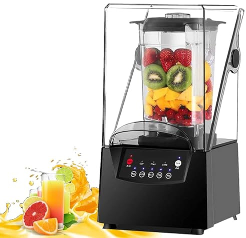 CUTANGELAR Frullatore silenzioso commerciale da 2 litri e 2200 W - Frullatore professionale silenzioso con velocità regolabile e tritaghiaccio istantaneo, adatto per negozi di tè al latte