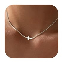 Meteorstarry Kreuzkette Silber 925 | Schräg Platziertes Kreuz Halskette Wasserfest & Personalisiert | Elegante Silberkette Geschenk für Frauen Mädchen | 48+5 CM