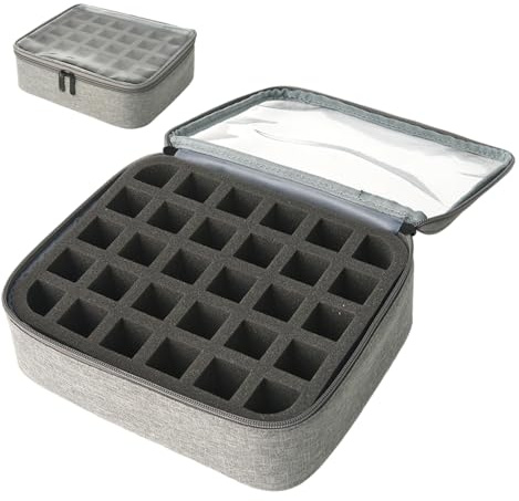 Organizer per smalti per unghie per 30 bottiglie, contenitore per smalto ben imbottito con coperchio trasparente, borsa portatile con cerniera per viaggi nel salone di casa, 9, 8 x 8, 7 x 2, pollici