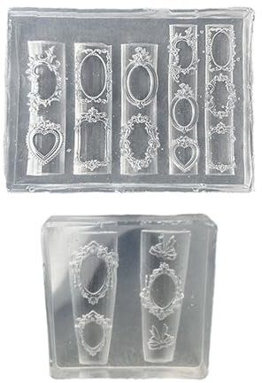 Moules à ongles réutilisables en silicone pour créer des cadres photo complexes pour manucure, décoration artistique, moule à breloques réutilisable