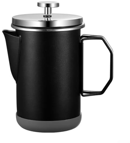 Cafetera para verter sobre la cafetera, de acero inoxidable para exteriores, para prensa francesa, espumador de leche, té al aire libre, picnic, fácil de limpiar (negro)