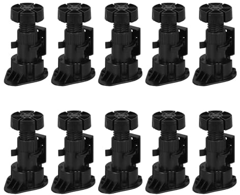 VILLCASE 10 Stück Verstellbare Kunststoff Möbelfußclips mit Sockelhalterung Robuste Küchensockelleistenbefestigung Allgemein Einsetzbar für Schränke und Küchenleisten Einfache