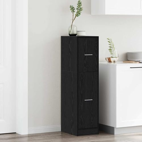 Fecpoo Apoteksskåp, träbaserade 30 x 41 x 118 cm i svart ek med 2 lådor, perfekt för ordning inomhus