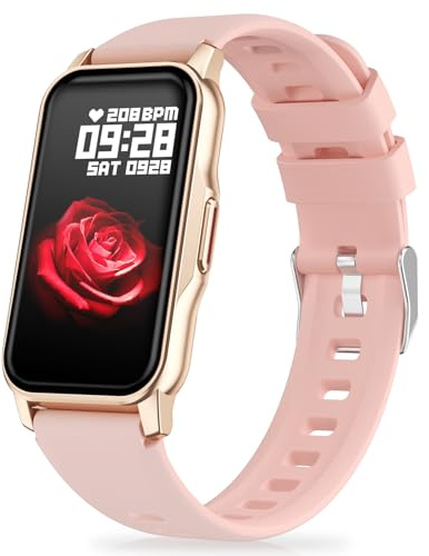 Moremore Fitness Tracker con frequenza cardiaca 24/7, pressione sanguigna, monitoraggio del sonno, calorie, Activity Tracker IP68, impermeabile, per Android, iPhone, donne, uomini (rosa)