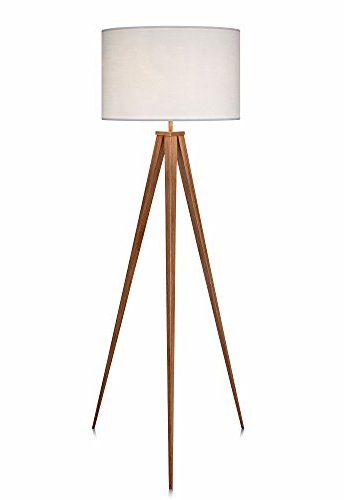 Teamson Home Romanza LED Tripod Standing Floor Lamp with Drum Shade, Modern Lighting in White for Living Room, Bedroom or Dining Room | Modern Lighting