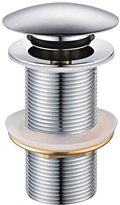 wohnfreuden Pop Up Ablauf-Ventil ohne Überlauf für Waschbecken & Waschtisch - Universal Ablaufgarnitur chrom - Abflussgarnitur inkl Dichtungen für Waschschalen aller Art