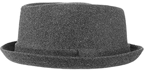 Lipodo Diamond Crown Pork Pie Filzhut Wollhut Fedora Damen Herren Herbst Winter mit Innenfutter dunkelgrau M (56-57 cm)