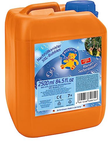 PUSTEFIX XXL-Bubbles Nachfüllkanister I 2,5 l Seifenblasenwasser I Bubbles Made in Germany I Riesen-Seifenblasen für Hochzeit, Kindergeburtstag, Sommerfest, Polterabend I Spaß für Kinder & Erwachsene