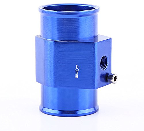 Adapter Kühlwasserschlauch mit Sensor, Qiilu Universal Metall Auto Wassertemperatur Joint Rohr Schlauch Temperatursensor Adapter Blau(40mm)