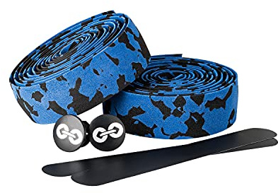 URBAN ZWEIRAD - Lenkerband Rennrad Camo Blau/Schwarz - inkl. Endstopfen und Klebestreifen - Griffband Rennrad Schwarz extra griffig - 200 cm x 3 cm - 3 mm Stärke