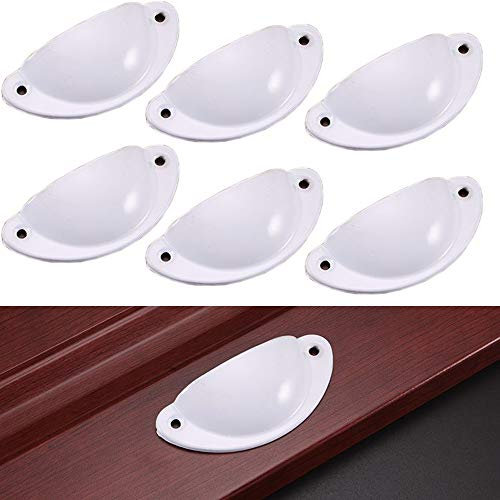 Set di 10 pomelli vintage per conchiglia, 82 mm, in metallo, pomello per porta dell'armadio, decorazione per armadio, mobile (bianco)