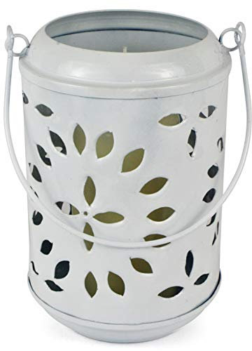 Home Deco London Vintage Metal Lantern - Decorative Hanging & Tabletops - Indoor Outdoor Garden Candle Holder - Ideal for Weddings Christmas Decorations Holiday Events (White Star)