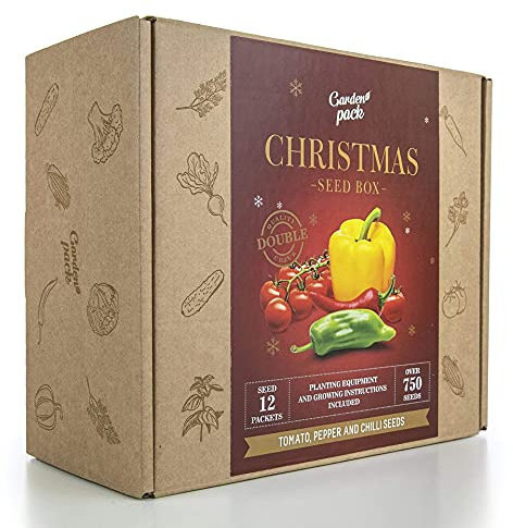 Kit semi CHRISTMAS EDITION, di pomodoro, peperoni, peperoncino con accessori per la coltivazione