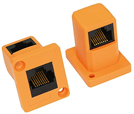 RIIEYOCA D Typ Modul Ethernet Buchse,90 Grad rechtwinklig rj45 Buchse, Ethernet Adapter Cat6 Panel Mount Buchse/Buchse Verlängerung LAN-Netzwerkanschluss,Router (2-Pack)