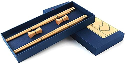 ZHANGZONG Palillos Palillos Chinos Palillos Sushi Juego de Regalo de 2 Pares de Palillos japoneses con Cabeza de latón y Madera, Juego de reposacabezas, Palillos Reutilizables para Fideos de ar