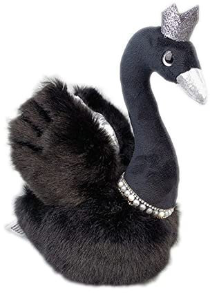 SWECOMZE Gans Plüschtiere Gans Kuscheltier Spielzeug, 23cm Gans Stofftier 3D Golden Krone Schwan Puppe Spielzeug für Kinder Geschenk (Schwarz)