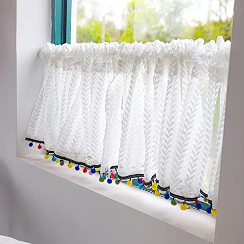 Transparente Cocina Cortina, Moderno Suave Cortinas de Cenefa con Bolsillo para Varilla Visillo Cortinas de Cocina Decoración Bistro Cortina para Salón Comedor Balcón, 1 Panel-200x40cm(79x16in)