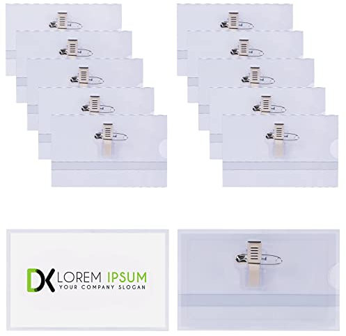 Vicloon Namensschilder, 26 Stück Kunststoff Namensschilder, 56 x 90 mm, Ausweishülle mit Clip und Anstecknadel, Transparent Ausweishalter für Ausweis ID Karte