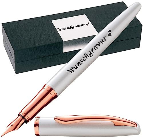 Pelikan Füllhalter Jazz® Noble Elegance mit Gravur als Geschenk | Emojis Gravur möglich | Farbe Perlmutt Weiß | personalisiert mit Wunschgravur Pelikan Füller mit Gravur PS192