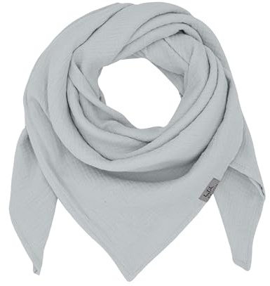 Neu hutch&putch Musselin-Halstuch Unisex 135cmx135cm - Dreieckstuch Erwachsene aus Bio Baumwolle - Schal für Erwachsene - weiches Musselin Halstuch (Light Grey)