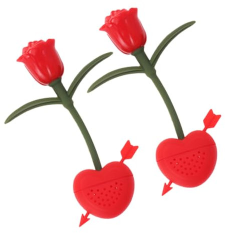 BESTonZON 2stücke Silikon Teefilter Rosenform Wiederverwendbare Teestrainer Für Perfekten Tee Lebensmittelechtes Silikon Rot Für Teeliebhaber Und Teezubereitung