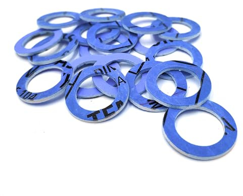 KKMSEALS Dichtungsringe Set Sanitär - Wasserhahn Dichtung 3/8 | Flachdichtung Gummi - Dichtungen aus Mineralfaser und NBR-Kautschuk - Dichtungsring Blaue - Dichtungsset (27x19x2 mm)