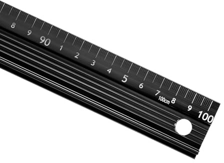 Kozelo Regla de Metal con Agarre Elevado - [100cm] Aleación de Aluminio Medición Precisa Regla Protectora Recta Negra para La Oficina Medición Corte y Dibujo Precisión de 1mm