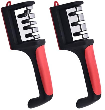 DAZZLUXE Afilador de Cuchillos Manual de 2 Piezas - Afilador de Cocina de 3 y 4 Niveles para Cuchillos de Mano