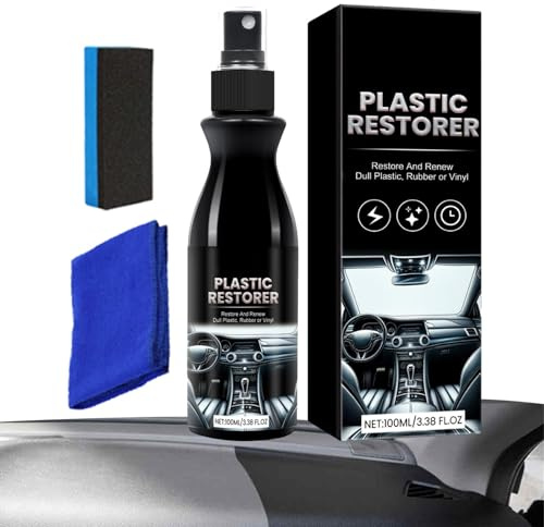 Huasean Restauratore di Plastica per Auto 100ML - Rimuovi Graffi per Interni, Agente di Rivestimento Lucidante, Previene L'essiccazione E L'invecchiamento
