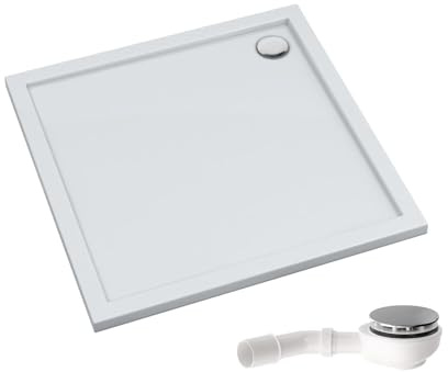 AQUABAD Duschwanne/Duschtasse Villa mit LeakProtect Technologie Smooth White 90x90cm Quadrat | inkl. A9.200 Ablaufgarnitur