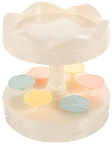 Garneck Sushi Machine Automatic Rotating Cupcake Display Stand 2 Tier Dessert Carousel Cake Stand Turntable Macaron Serving Platter with Music for Home Wedding Party Decor