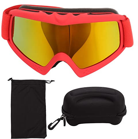 Keenso Lunettes de Ski de Neige pour Enfants, Lunettes de Snowboard avec Protection UV pour Le Ski et L'équitation (Rouge