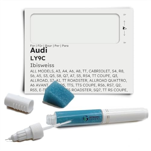 Genuine Colors Lackstift IBISWEISS LY9C für Audi Weiß A3 A4 A6 A8 TT CABRIOLET S4 R8 S6 A5 S3 Q5 S8 Q7 A7 S5 RS4 Coupe Q3 ALLROAD S7 A1 Roadster Quattro Avant Q8 SQ5 TTS RS6 RS7 Q2 RS5 E-TRON RS3 SQ7