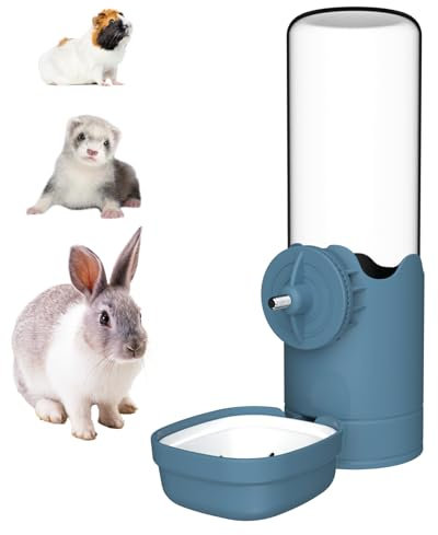 TOKAYIFE Automatischer Wasserspender Kaninchen 500ml Hasen Trinkflasche Hängend Meerschweinchen Trinkflasche Hamster Trinkflasche Für Kaninchen Meerschweinchen Chinchilla Frettchen (Blau, 500ml)