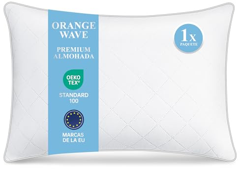 Orange Wave Oreillers 50x70 cm Lot de 1, Oreiller en Microfibre Hypoallergénique et Moelleux, Coussin Respirant et Doux, Oreillers Qualité Hotel Idéal pour Dormeurs sur Le Côté et Le Dos
