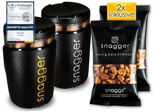 snagger Confezione doppia per gamer/il distributore di snack/mani pulite quando si spuntino/per arachidi, NicNacs, m&m/regalo, regalo per uomini e donne, Made in Germany (confezione doppia)