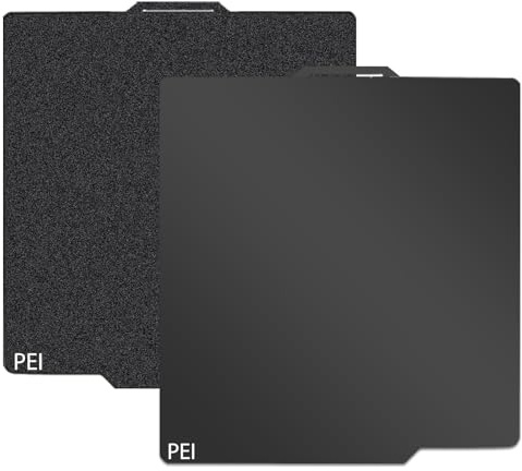 Plateau d'impression PEI noir double face pour Bambu Lab X1 X1C X1E P1P P1S A1 - Plaque PLA flexible avec texture lisse 257 x 257 mm avec tampon anti-brûlure et code QR - Convient pour la plate-forme