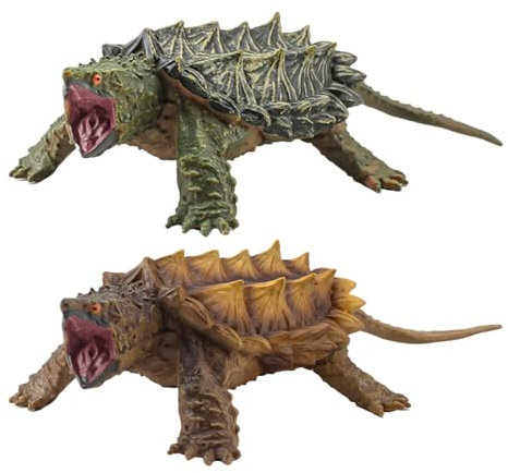 Mimoqk Snapping Turtle Figure, Simulated Turtle Model Ornament, Realistic Reptile Decor, Educational Animal Toy, for Kids Boys Girls & Adults, Home Display, Collector