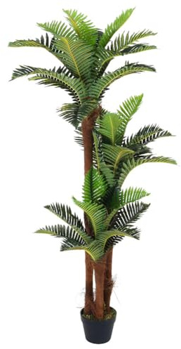 Warmiehomy Large Artificial Plant 150cm / 5ft Tall Fake Phoenix Fern Tree Outdoor Indoor Faux 3-Branch Decorative Plant for Home House Office Garden Bedroom Deco, 1 Pack