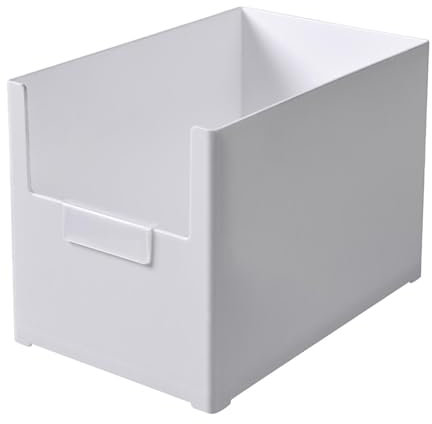 WPKD BLUEIY Contenedor organizador de plástico con frente abierto, multifuncionales, apilables, para cocina, diseño de cajones, ideal para organizar, transparente, 12 x 6 x 5 pulgadas, BPA