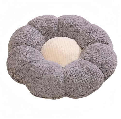 Vyloky Blumen Sitzkissen – Weiches Plüschkissen 35/45 cm für Kinderzimmer, Büro & Wohnzimmer, Blumenförmiges Dekor, Bequemer Sofakissen, Entspannung & Dekoration (Grau,45cm)