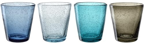 LEONARDO HOME BURANO Trinkglas • 4er Set • Buntes Gläser-Set • Blaseneinschlüsse • Wasserglas • Softdrinkbecher • Vier Farben • Spülmaschinengeeignet • Handgemacht • 330 ml • 055288