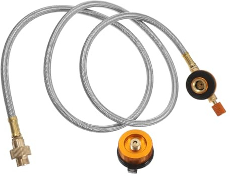 Levemolo Adaptador De Qcc1 para Cilindro De Gas, Manguera Extensible De 100 Cm para Camping, Conexión para Parrilla De Gas, Regulador y Sistema Antibloqueo