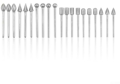 Diamant-Frässtift-Set mit 3 mm Schaft, 20 Stück, für Rotationswerkzeuge, geeignet zum Polieren, Schnitzen, Gravieren und Schleifen von Jade, Metall und Stein