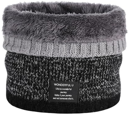 TRIWONDER Bufanda Tubular Cuello Invierno Calentador de Cuello Hombre Mujer Forro Felpado Calentador Cuello Engrosado y Elástico para Correr Senderismo Ciclismo y Esquí (02 Gris)