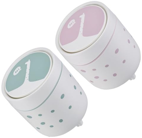 SHERCHPRY Mini Cestino per Rifiuti da Scrivania in Plastica 2 Pezzi con Coperchio Piccolo Cestino per Rifiuti da Tavolo per Bagno Camera da Letto e Ufficio Design Cartone Animato