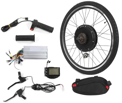 RASTKY Brushless Hub Motor Electric Bike Rear Wheel Conversion Kit 48V with Nylon Tire LCD Meter Brake Lever 26in (1500W)