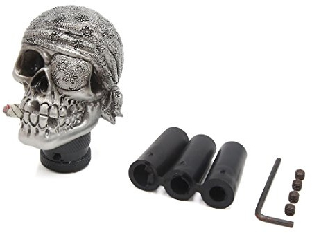 uxcell Schädel-Kopf-Schalthebel Silber 1 Stück Für Auto | Mit 3 Adaptern (8mm,10mm,12mm), 3 Schrauben, Einfache Montage, Direkter Ersatz Für Original-Schaltknauf